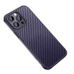 For iPhone 14 Pro SULADA Carbon Fiber Textured Shockproof Metal + TPU Frame Case(Dark Purple)