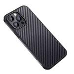 For iPhone 14 Pro Max SULADA Carbon Fiber Textured Shockproof Metal + TPU Frame Case(Black)