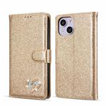 For iPhone 14 Plus Glitter Powder Love Leather Phone Case(Gold)