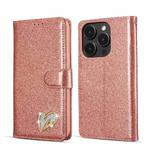 For iPhone 14 Pro Max Glitter Powder Love Leather Phone Case(Pink)
