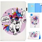 For iPad Pro 11 (2020) Sewing Thread Horizontal Painted Flat Leather Tablet Case with Sleep Function & Pen Cover & Anti Skid Strip & Card Slot & Holder(Unicorn Dog)