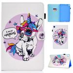 For Galaxy Tab S6 Lite Sewing Thread Horizontal Painted Flat Leather Case with Sleep Function & Pen Cover & Anti Skid Strip & Card Slot & Holder(Unicorn Dog)