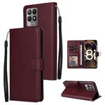 For Realme 8i Multifunctional Horizontal Flip Leather Case with Three Card Slot(Wine Red)