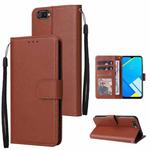 For Realme C2 Multifunctional Horizontal Flip Leather Case with Three Card Slot(Brown)