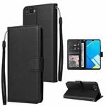 For Realme C2 Multifunctional Horizontal Flip Leather Case with Three Card Slot(Black)