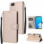 For Realme C2 Multifunctional Horizontal Flip Leather Case with Three Card Slot(Gold)