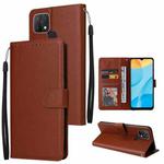 For OPPO A15 / A15s / A35 Multifunctional Horizontal Flip Leather Case with Three Card Slot(Brown)