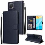 For OPPO A15 / A15s / A35 Multifunctional Horizontal Flip Leather Case with Three Card Slot(Navy Blue)