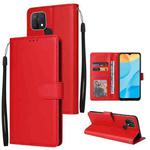 For OPPO A15 / A15s / A35 Multifunctional Horizontal Flip Leather Case with Three Card Slot(Red)