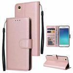 For OPPO A37 Multifunctional Horizontal Flip Leather Case with Three Card Slot(Rose Gold)