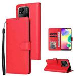 For Xiaomi Redmi 10C Multifunctional Horizontal Flip Leather Case with Three Card Slot(Red)