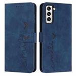 For Samsung Galaxy S23 5G Skin Feel Heart Pattern Leather Phone Case(Blue)