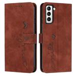 For Samsung Galaxy S23+ 5G Skin Feel Heart Pattern Leather Phone Case(Brown)