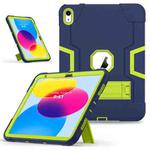 For iPad 10th Gen 10.9 2022 Contrast Color Silicone + PC Tablet Case with Holder(Navy Blue Yellow Green)