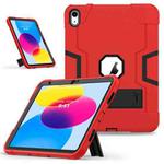 For iPad 10th Gen 10.9 2022 Contrast Color Silicone + PC Tablet Case with Holder(Red Black)