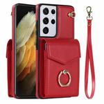 For Samsung Galaxy S21+ 5G Anti-theft RFID Card Slot Phone Case(Red)