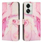 For OnePlus Nord 2T Painted Marble Pattern Leather Phone Case(Rose Gold)