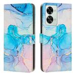 For OnePlus Nord 2T Painted Marble Pattern Leather Phone Case(Pink Green)