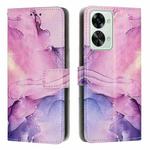 For OnePlus Nord 2T Painted Marble Pattern Leather Phone Case(Purple)