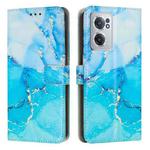 For OnePlus Nord CE 2 5G Painted Marble Pattern Leather Phone Case(Blue Green)