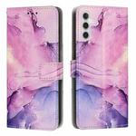 For Samsung Galaxy A14 5G Painted Marble Pattern Leather Phone Case(Purple)