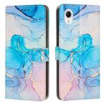 For Samsung Galaxy A23e Painted Marble Pattern Leather Phone Case(Pink Green)