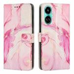 For Tecno Camon 19 / 19 Pro Painted Marble Pattern Leather Phone Case(Rose Gold)