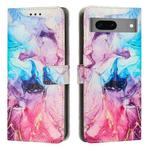 For Google Pixel 7 Painted Marble Pattern Leather Phone Case(Pink Purple)