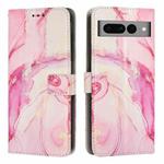 For Google Pixel 7 Pro Painted Marble Pattern Leather Phone Case(Rose Gold)