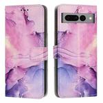 For Google Pixel 7 Pro Painted Marble Pattern Leather Phone Case(Purple)