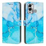 For Infinix Hot 12 Play Painted Marble Pattern Leather Phone Case(Blue Green)