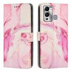 For Infinix Hot 12 Play Painted Marble Pattern Leather Phone Case(Rose Gold)