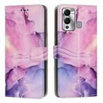 For Infinix Hot 12 Play Painted Marble Pattern Leather Phone Case(Purple)