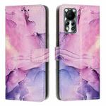 For Infinix Hot 11s NFC Painted Marble Pattern Leather Phone Case(Purple)