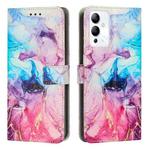 For Infinix Note 12i Painted Marble Pattern Leather Phone Case(Pink Purple)
