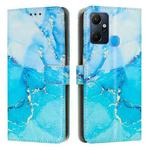 For Infinix Smart 6 Plus Painted Marble Pattern Leather Phone Case(Blue Green)
