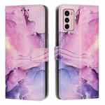 For Motorola Moto G42 Painted Marble Pattern Leather Phone Case(Purple)