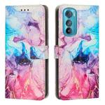 For Motorola Edge 30 Painted Marble Pattern Leather Phone Case(Pink Purple)