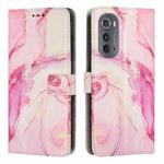For Motorola Edge 2022 Painted Marble Pattern Leather Phone Case(Rose Gold)