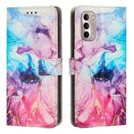 For Motorola Moto G Stylus 5G 2022 Painted Marble Pattern Leather Phone Case(Pink Purple)