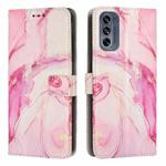 For Motorola Moto G62 5G Painted Marble Pattern Leather Phone Case(Rose Gold)