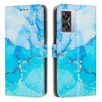 For OPPO A57 2022 Painted Marble Pattern Leather Phone Case(Blue Green)