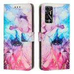 For Tecno Pova 2 Painted Marble Pattern Leather Phone Case(Pink Purple)