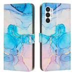 For Tecno Pova 3 Painted Marble Pattern Leather Phone Case(Pink Green)