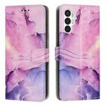 For Tecno Pova 3 Painted Marble Pattern Leather Phone Case(Purple)