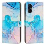 For Tecno Spark 9 Pro Painted Marble Pattern Leather Phone Case(Pink Green)