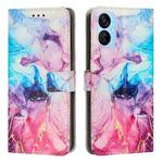For Tecno Spark 9T Painted Marble Pattern Leather Phone Case(Pink Purple)