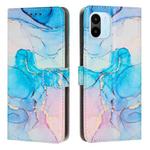For Xiaomi Redmi A1 Painted Marble Pattern Leather Phone Case(Pink Green)
