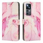 For Xiaomi 12T / 12T Pro Painted Marble Pattern Leather Phone Case(Rose Gold)