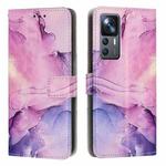 For Xiaomi 12T / 12T Pro Painted Marble Pattern Leather Phone Case(Purple)